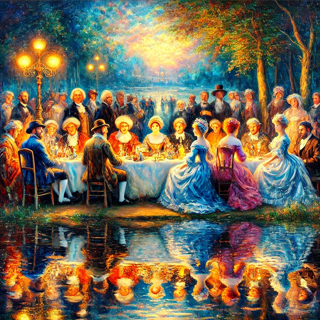 A serene lakeside gathering infused with Impressionist harmony.